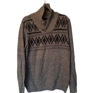 Haggar Men's Large Gray Argyle Pullover Sweater Long Sleeve Casual